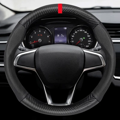 Funda de volante para hombre TGX 2006-2026 mate cuero patrón de fibra de carbono tamaño estándar - Imagen 1 de 4