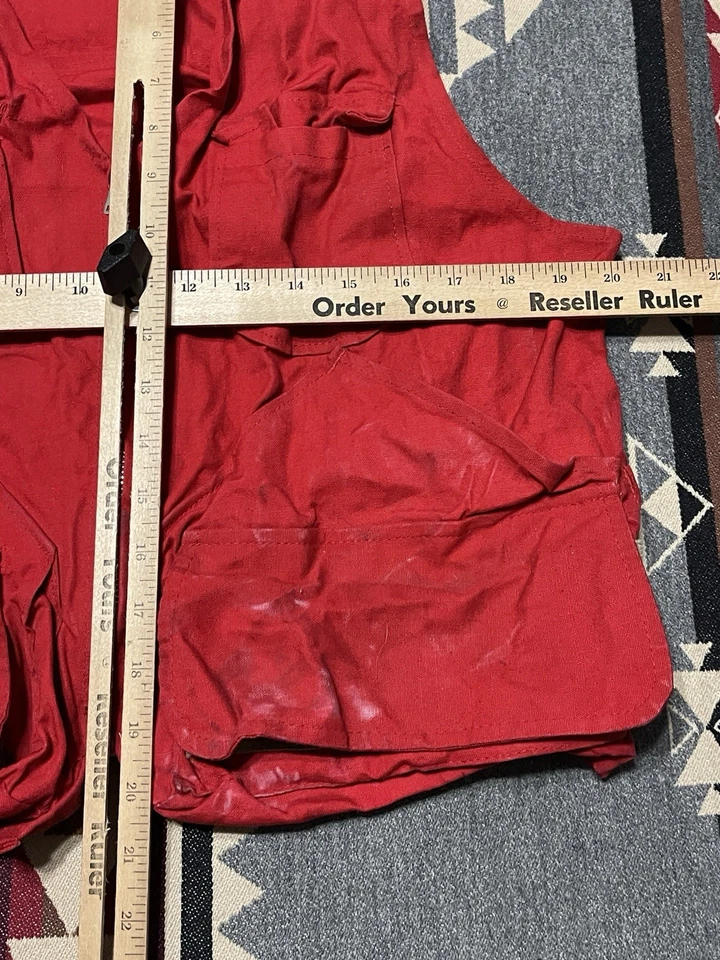 Vintage Saf-Bak Red Hunting Vest S Cotton Multi Pocket Game Bag USA 60s T37 - Image 3 of 4