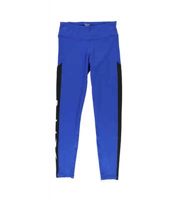 Reebok Womens Workout Ready Logo Compression Athletic Pants, Blue, Small