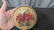 Antique Dried Flowers Bubble Glass Dome Convex Small Pictures Pink Flowers