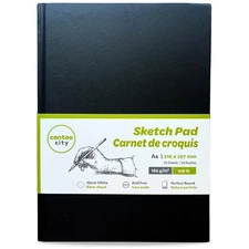 A4 Sketchbook, Professional Grade, Black Hard Cover Sketch Book, Art Drawing ...