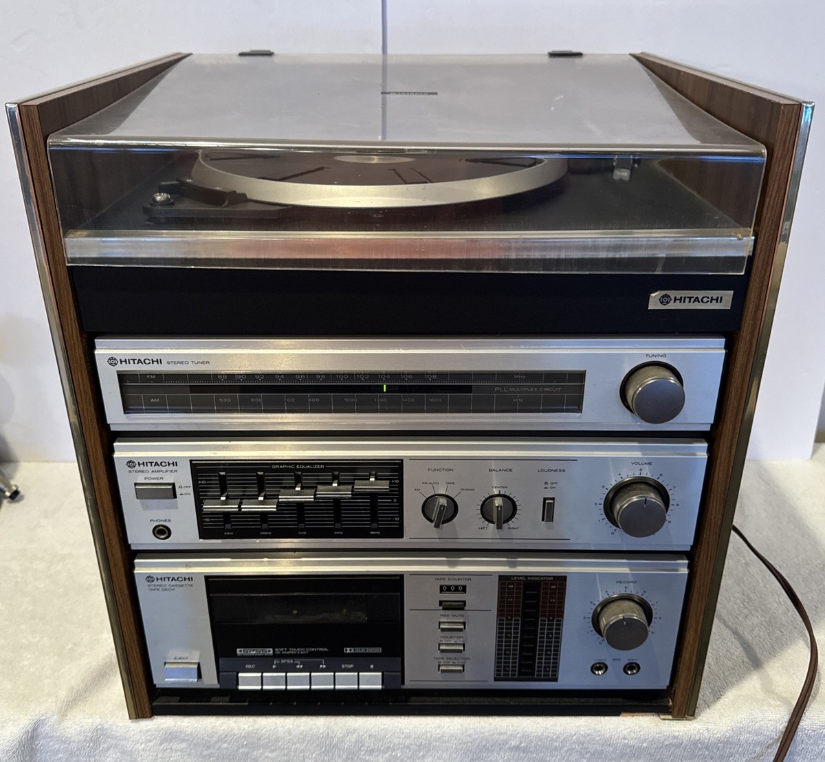 Hitachi Hi Fi Stereo Stack System T-53H 1980's Turntable Amp Tuner