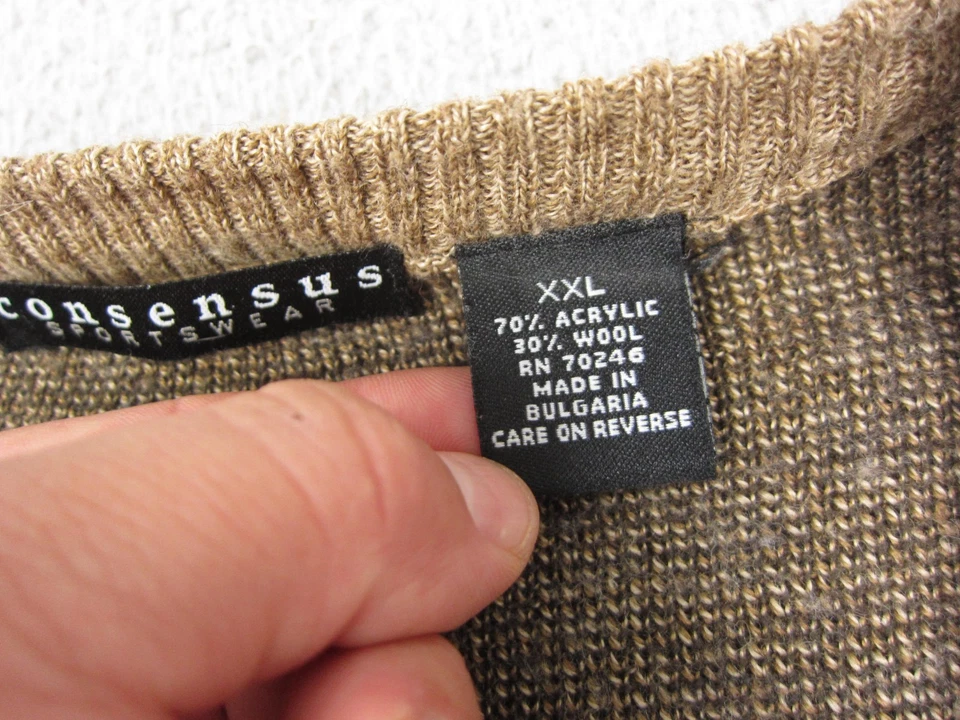Suéter Vintage Consensus Adulto 2XL XXL Marrón Lana Argyle Tejido Para Hombre Años 80 90 Foto 4 de 4