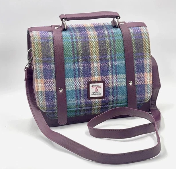Maccessori Harris Tweed & Vegan Leather Messenger Bag Adjustable Cross Strap - Image 4 of 4
