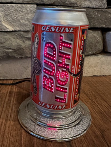 BUD LIGHT Fiber Optic Beer Can stand sign Olympic LONG JUMP flashing motion!!