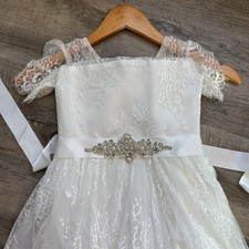 Trish Scully Girls Size 6 Waterfall White Lace Dress/Flowergirls/First Communion