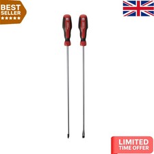 Flat Head Long  Screwdriver Set - Durable Alloy Steel with Soft Grip Handle