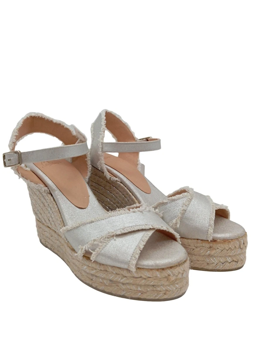 Sandali Con Zeppa Easy Street Talia - Tomaia Intrecciata, Sottopiede Imbottito, Suola Leggera, Argento, 39 EU