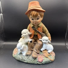 Vintage Alberta’s Molds 1983 Ceramic Figurine Boy with Sheep 10” Hand Painted