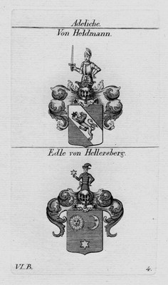 1820 - Heldmann Hellersberg Wappen Adel coat of arms Heraldik crest Kupferstich