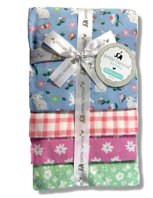 RECEIVING X4 - PETITE GIRLS 243 - BUNNY PINK -BLANKETS COTTON 4 PACK BABY UNISEX