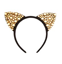 Shimmering Feline Elegance: Rhinestone Cat Ear Headband Holiday Jeweled Cat Ear
