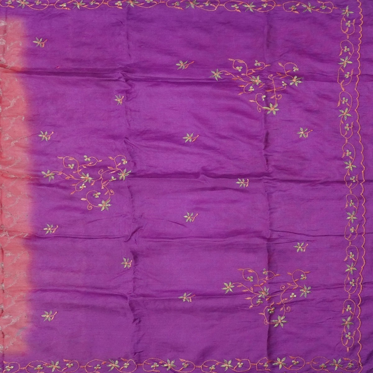 Vintage Purple Saree 100% Pure Silk Woven Hand Embroidered Sari