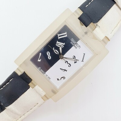30mm Rectangular Swatch Ubiquity Black and White Watch, 2002  display picture 3