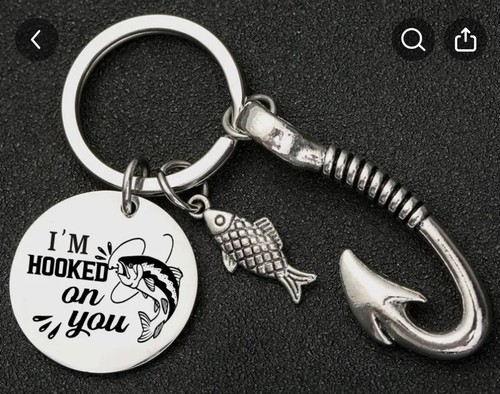 Unique Fish Keychain for Men - Hooked On You Pendant, Fishing