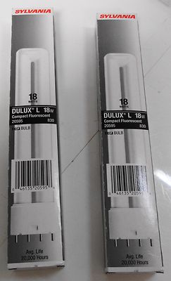Sylvania 20595 FT18DL/830/RS/ECO Compact Fluorescent Bulb 18W (Lot of 2)
