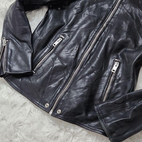 DIESEL lamb Leather riders jacket brave man black size: L from japan - Picture 5 of 10