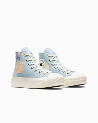 Women Converse Chuck Taylor AS Lift Denim Patchwork Hi, A06821C Multi Sizes  Blue