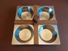 Vintage 70s swedish Teak and stainless steel Serving Trays/bowls