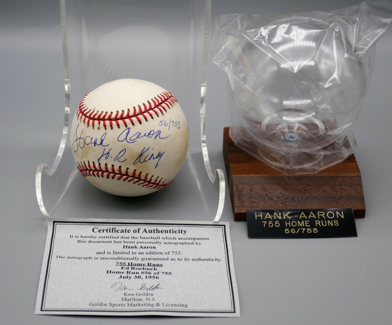 Hank Aaron Autographed Signed Cleveland Indians / Baseball w/inscrip H.R. King PSA/Scoreboard COA 