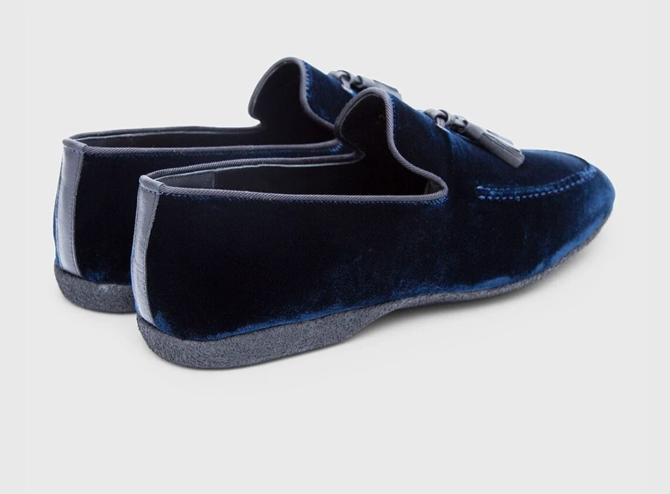 NUEVO EN CAJA Paul Stewart Zapatillas Acolchadas Mocasines "Esperanza" Borla Azul Terciopelo Talla EE. UU. 10 Foto 3 de 4