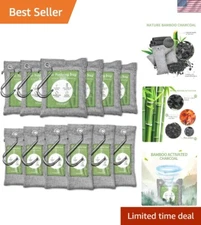 Natural Air Purifying Bags - 12-Pack Bamboo Charcoal Odor Absorbers, 50g & 150g