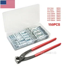 150/80Pc Double Ear Clamp O Clips Crimp Air Silicone Petrol Water Fuel Hose Pipe