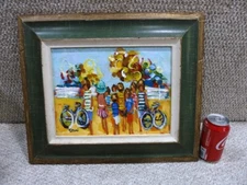 ULTRA MODERN WOODEN FRAMED OIL PAINTING ON BOARD 15X18 OF HAPPY PARTY SIGNED 365