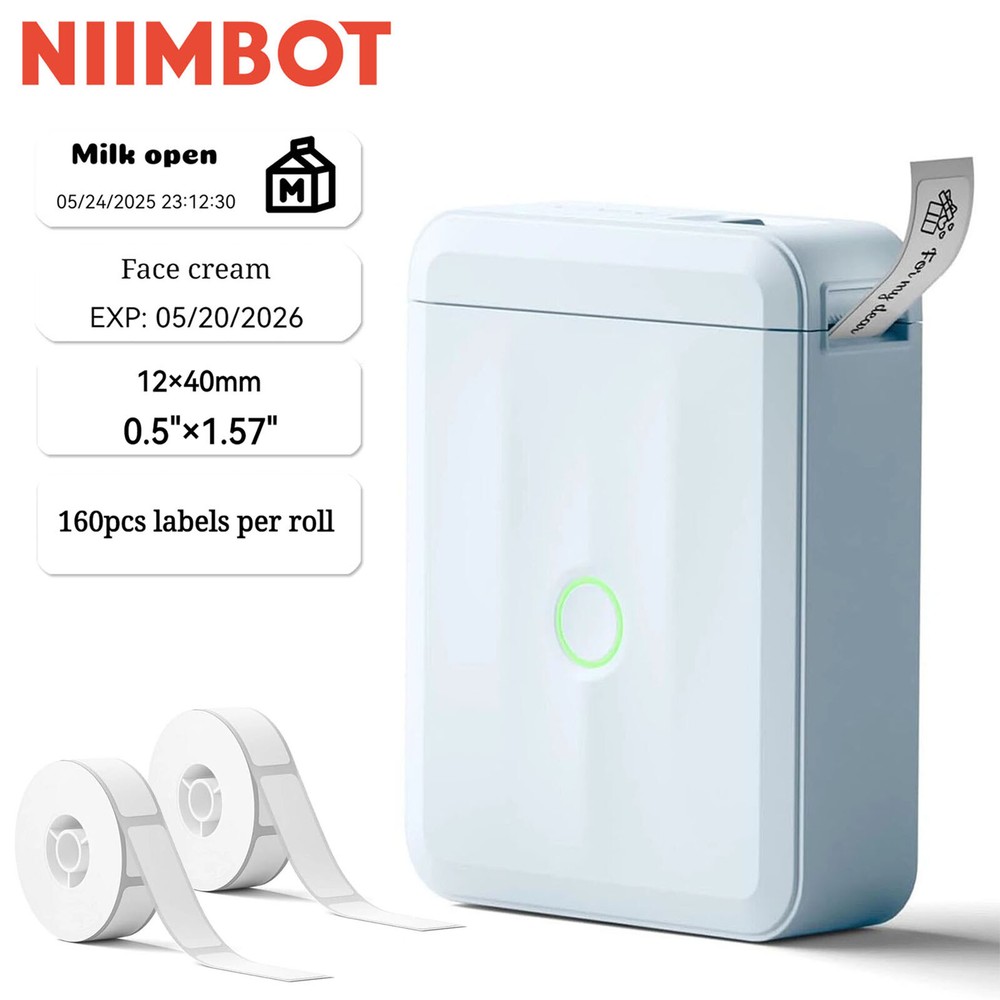 NIIMBOT D110 Bluetooth Thermal Label Printer with 2 Tapes Handheld Design