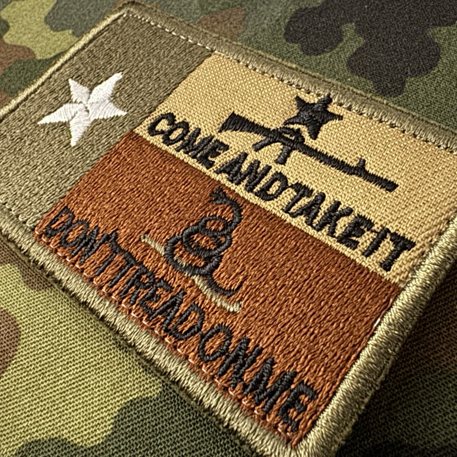 TEXAS GONZALES GADSDEN FLAG Embroidered MORALE Patch Hook/Loop 2A RKBA