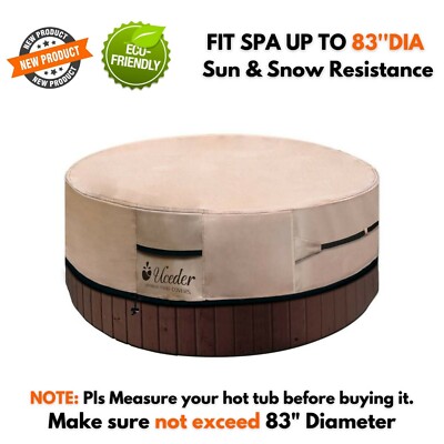 83'' Round Hot Tub Pool Spa Cover Cap Heavy Duty Waterproof Sun Snow UV Protector
