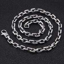 I07 Mens Chain Square Anchor Chain 7mm Silver 925 Choose Length