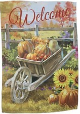 Fall Harvest Welcome Garden Flag   12" x 18", Double Sided, Thanksgiving, Autumn