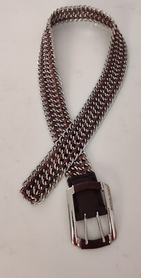 MICHAEL KORS Leather and Chain Link Belt Chain Link Leather Belt in CHOCOLATE - Sale | Michael Kors [US] main image 3