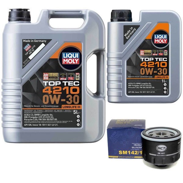 MotoröL Set Top Tec 4210 0W-30 Liqui Moly 6 Liter + ÖLfilter FüR Dacia Suzuki-image