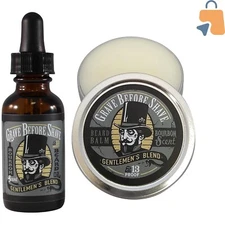 Premium Beard Oil and Balm Set - All-Natural Bourbon/Sandalwood for Conditioning