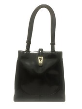 Guess Women's Black Faux Leather Double Handles Shoulder Bag Purse Pre-owned