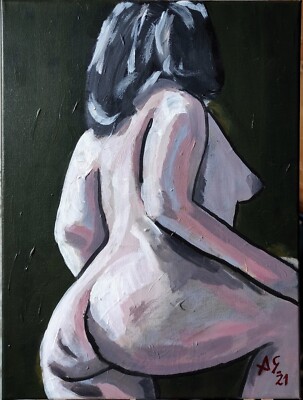 Acryl Gemälde original weiblicher Akt Erotik Frau Leinwand