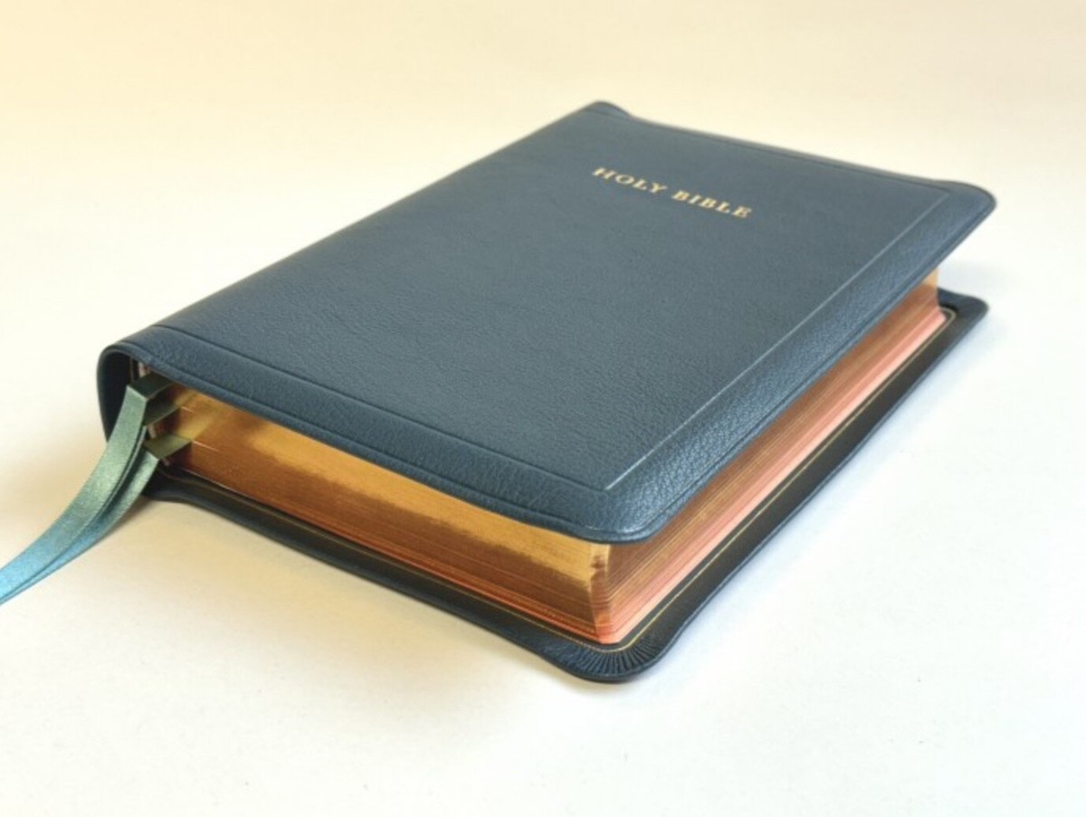 R.L. Allan Bible 54C PB KJV Longprimer Petrol Blue Goatskin Bible