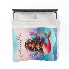 Personalized, Mermaid Blanket for Kids Plush Mermaid Tail Blanket