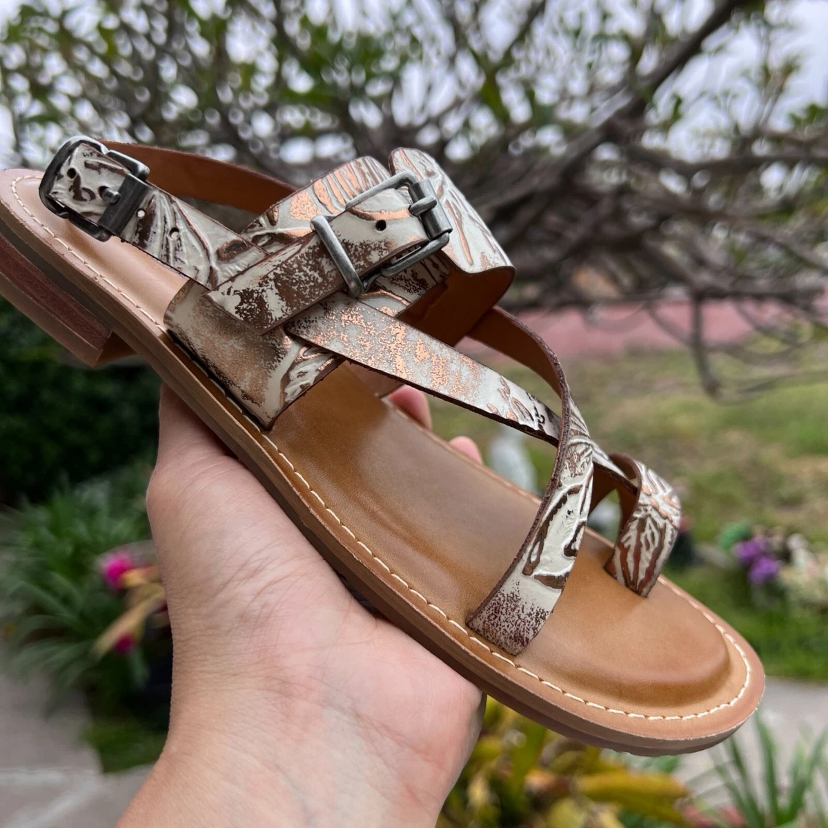 Patricia Nash Fidella First Bloom Sz 6.5M Natural White Leather