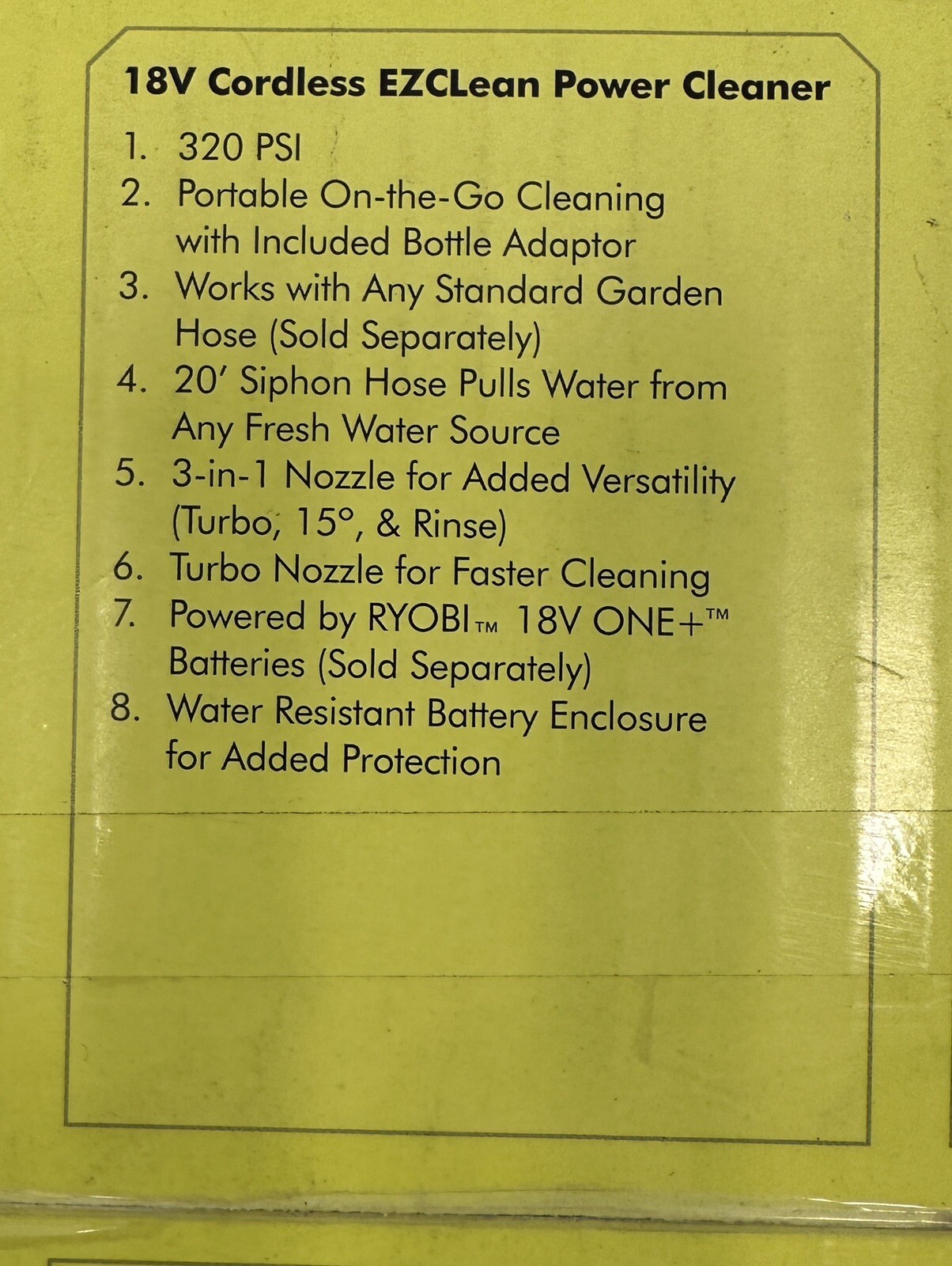 Ryobi ONE+ 18V EZ Clean Power Cleaner 320 PSI Cordless Tool Only RY120350
