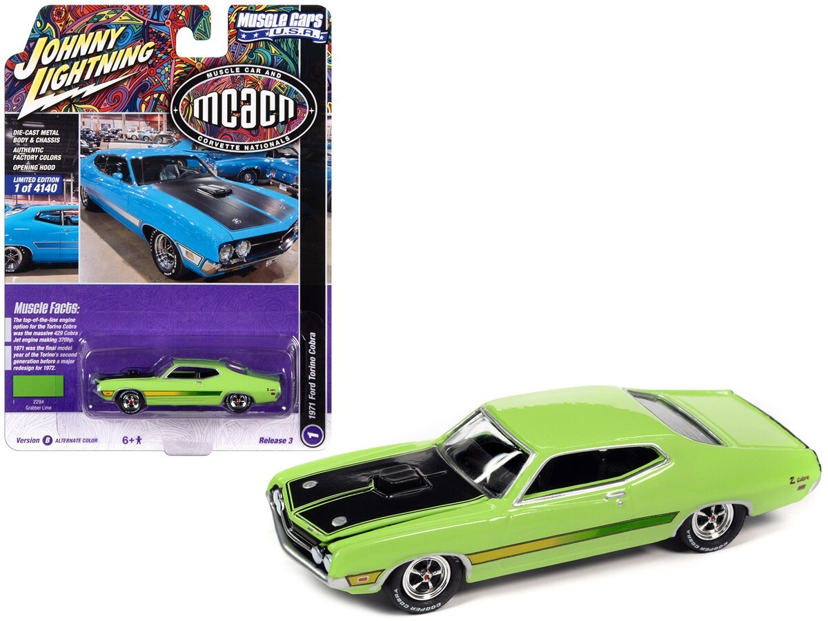 1971 FORD TORINO COBRA GRABBER LIME 1/64 BY JOHNNY LIGHTNING