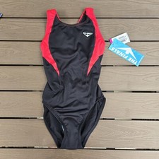 TYR The Finals Youth Swimsuit Surf Back 1 Piece Red/black Girls- Size 26 New