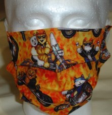 USA cotton Face mask, face cover, handmade with Biker Cats Fabric FAST SHIP