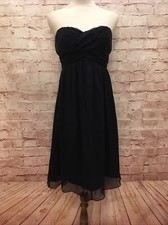 J. Crew TARYN Dark Blue Strapless Silk Chiffon Cocktail Bridesmaid Dress Size 6