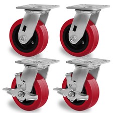 5 Inch Polyurethane Tread Caster Wheels Heavy Duty,Capacity 800-3200LB