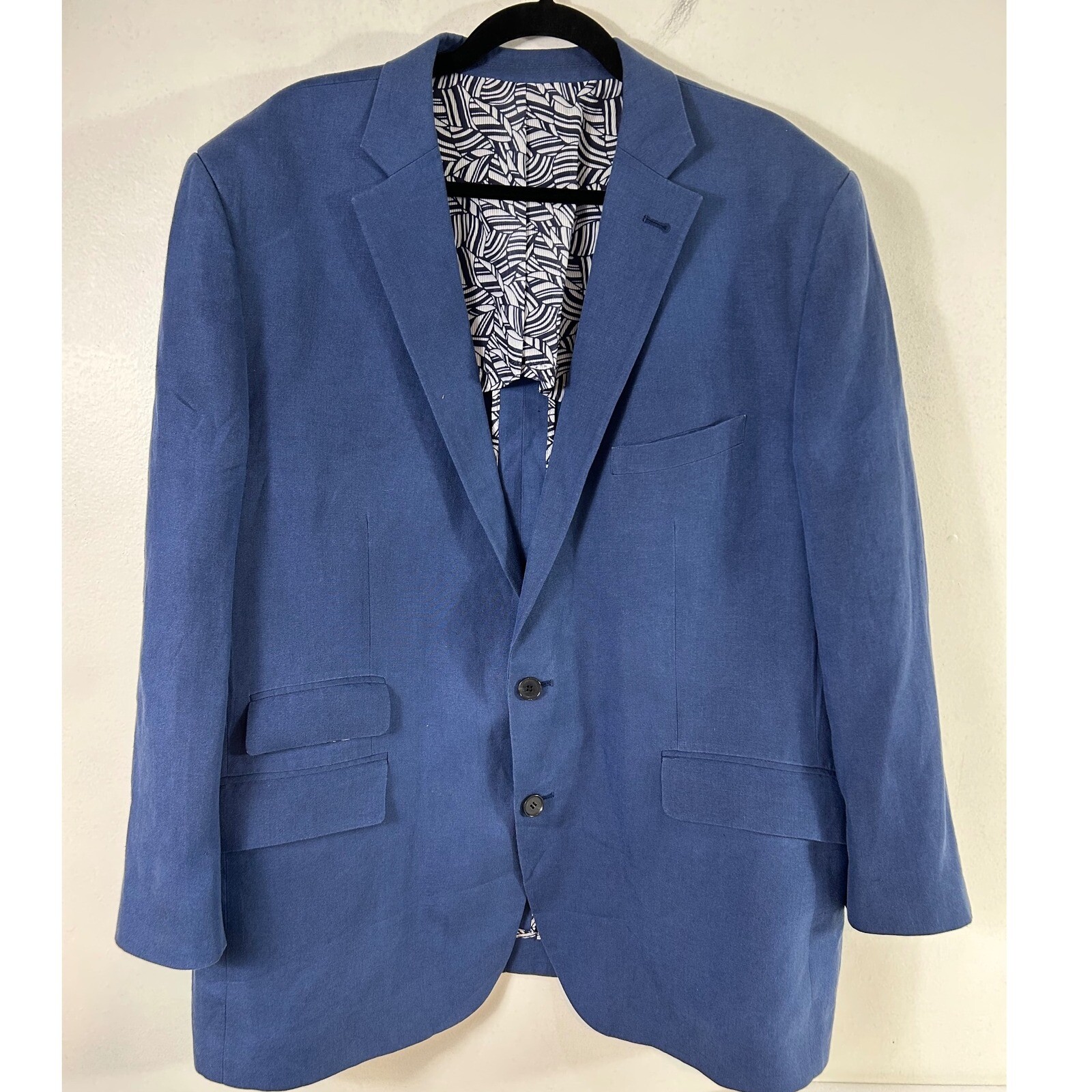 FILA Giacca cappotto sportivo blu blazer 100% puro lino Holland & Sherry Savile Row 52R