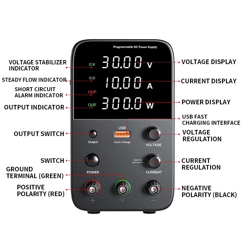 Adjustable DC Regulated Power Supply Meter GPS3010D Programmable Power Supply - Image 3 of 4