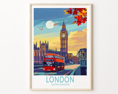 London Travel Poster London England Travel Uk Wall Art Big Ben Poster United